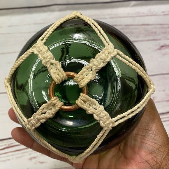 Vintage Macrame Wrap Green Bottle - Picture 3 of 3